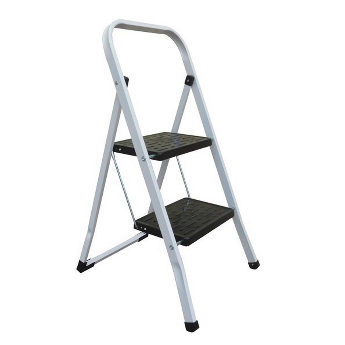 Klapptrittleiter 2 Stufen - Schwarz/Weiß, Basics, Kunststoff/Metall (46/54,5/81cm) - Spirella