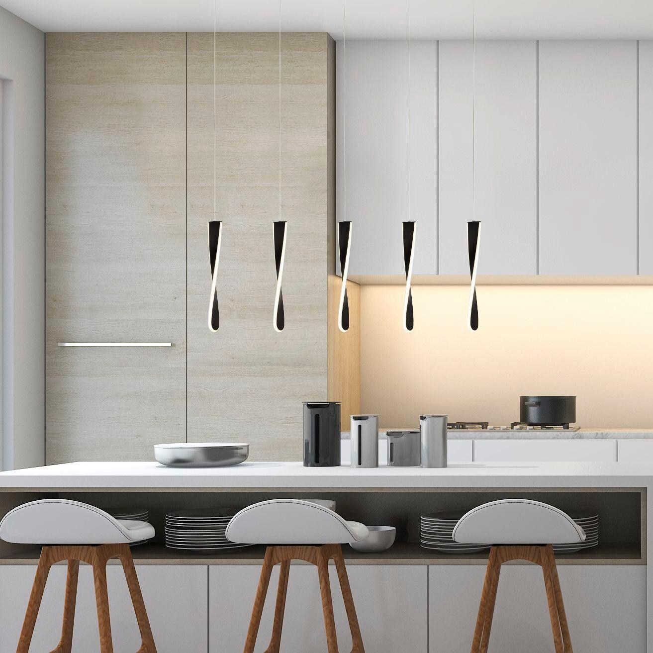 LED-Hängeleuchte 8675-5bk - Schwarz, Basics, Metall (100/8/120cm)