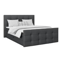 Boxspringbett Josie 180 - Dunkelgrau/Schwarz, MODERN, Holz/Holzwerkstoff (180/200cm)
