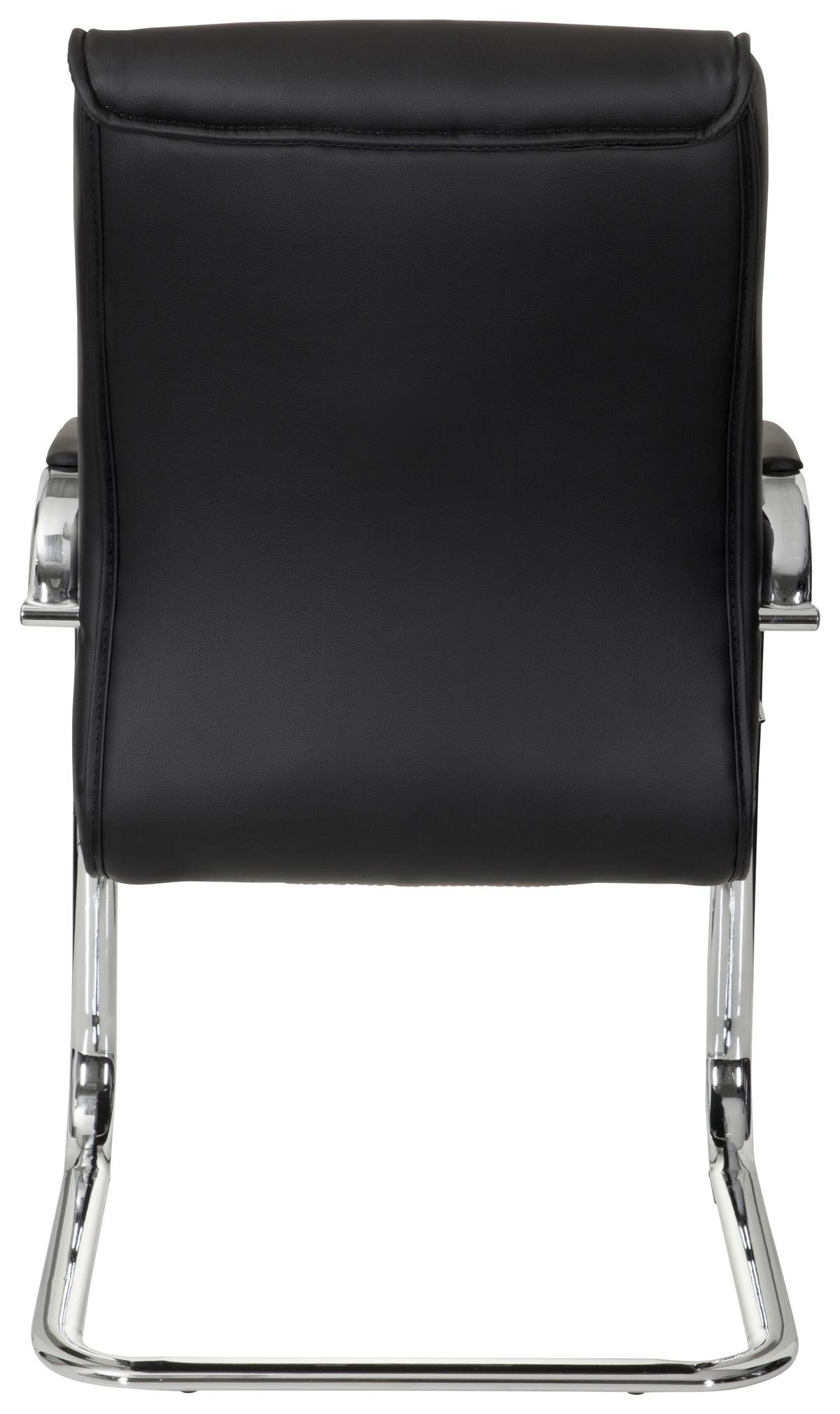 Besucherstuhl Sovrano V Lederlook Schwarz Bis 120kg - Chromfarben/Schwarz, MODERN, Textil/Metall (58/108/71cm) - MID.YOU