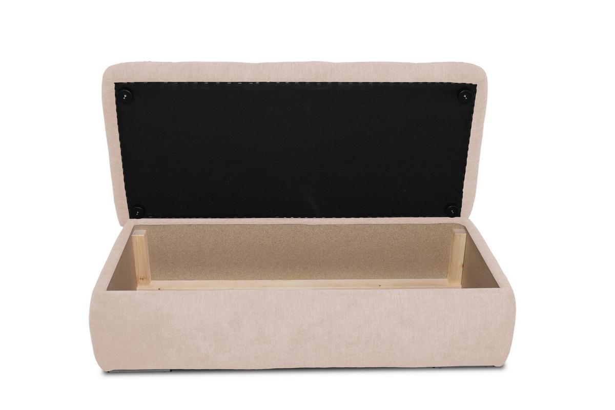 Hockerbank Moric Mikrofaser Beige H: 43 Cm Inkl. Stauraum - Chromfarben/Beige, KONVENTIONELL, Textil (136/43/64cm) - MID.YOU