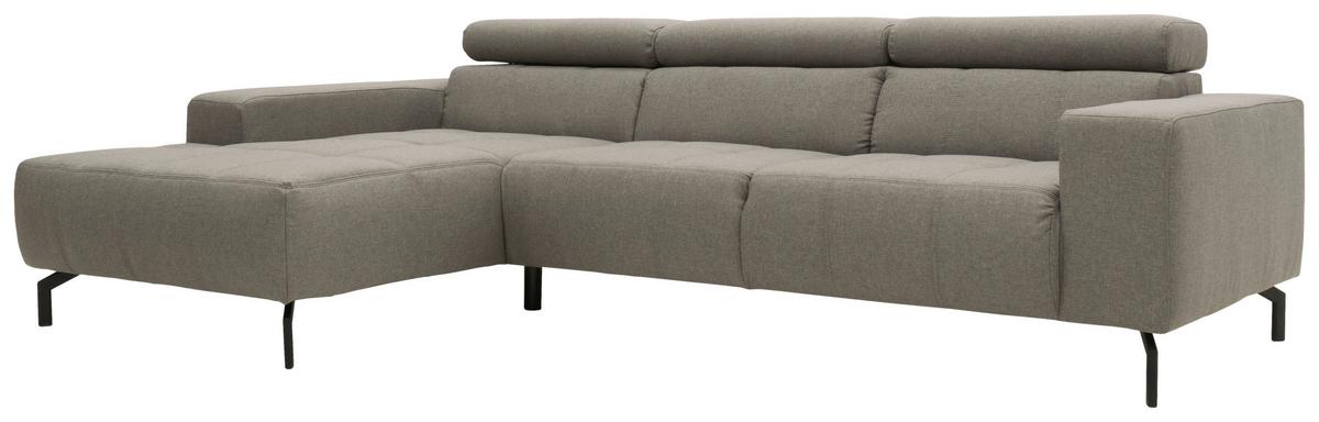 Ecksofa Cunelli Silberfarben Webstoff - Silberfarben/Schwarz, Design, Textil (175/292cm) - MID.YOU