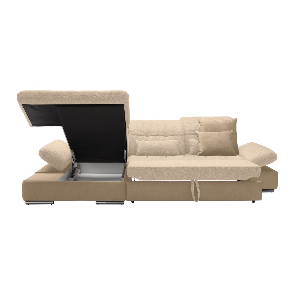 Rohová sedačka SANFINO, ľavá, sivohnedá / béžová - chrómová/taupe, Konventionell, kov/drevo (199/79-96/305cm) - Premium Living