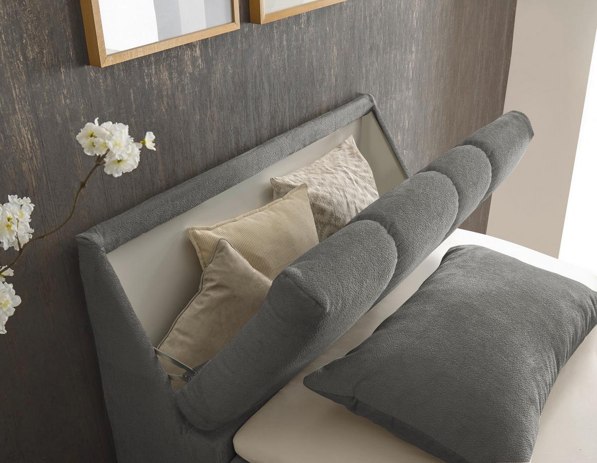 Boxbett Mit Topper+bettkasten 120x200cm Valencia - Schwarz/Graphitfarben, MODERN, Holzwerkstoff/Textil (120/200cm) - MID.YOU