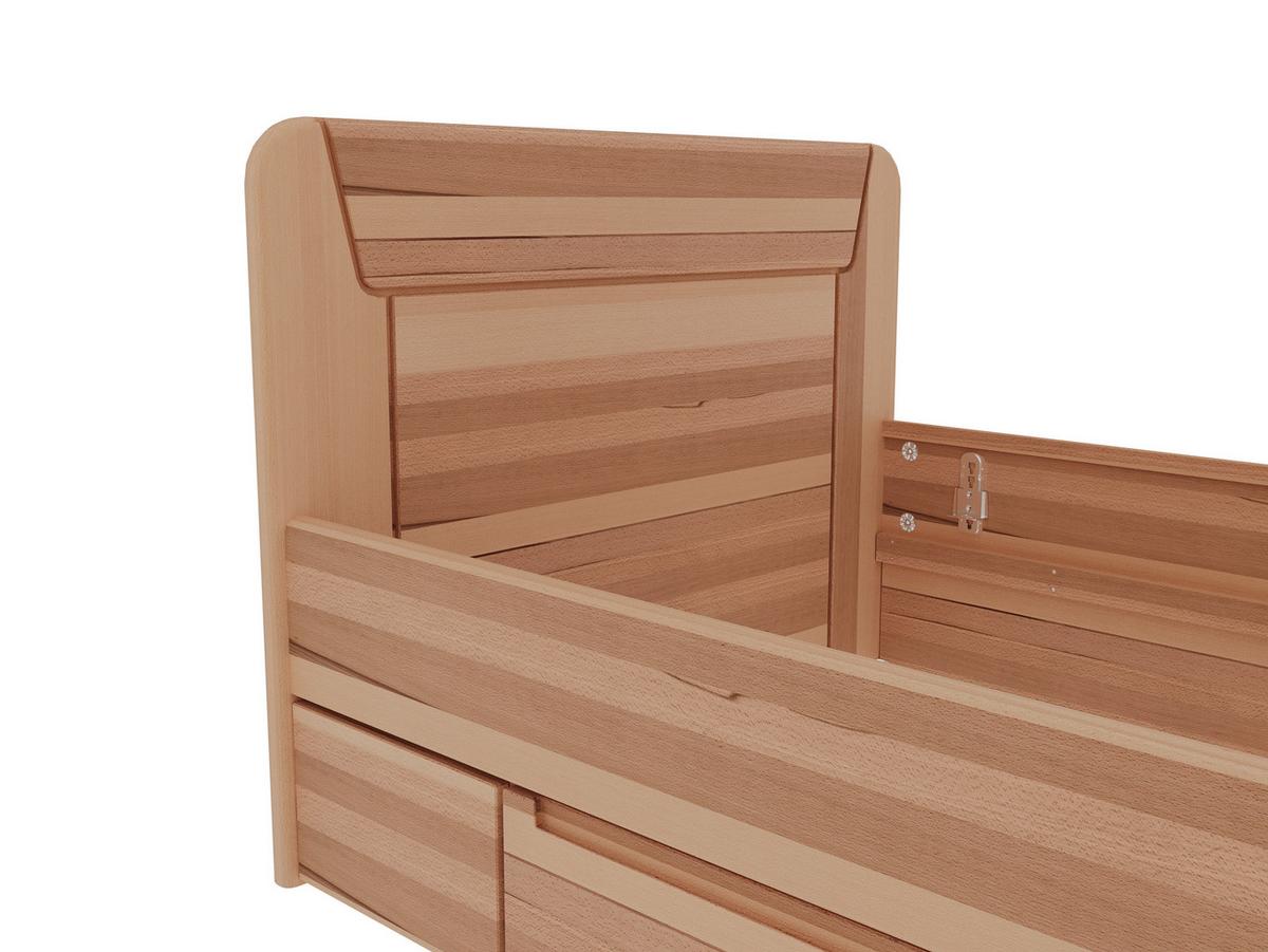 Bett Zeno Naturfarben /Kernbuche 120x200cm - Naturfarben/Kernbuche, MODERN, Holz (120/200cm) - MID.YOU