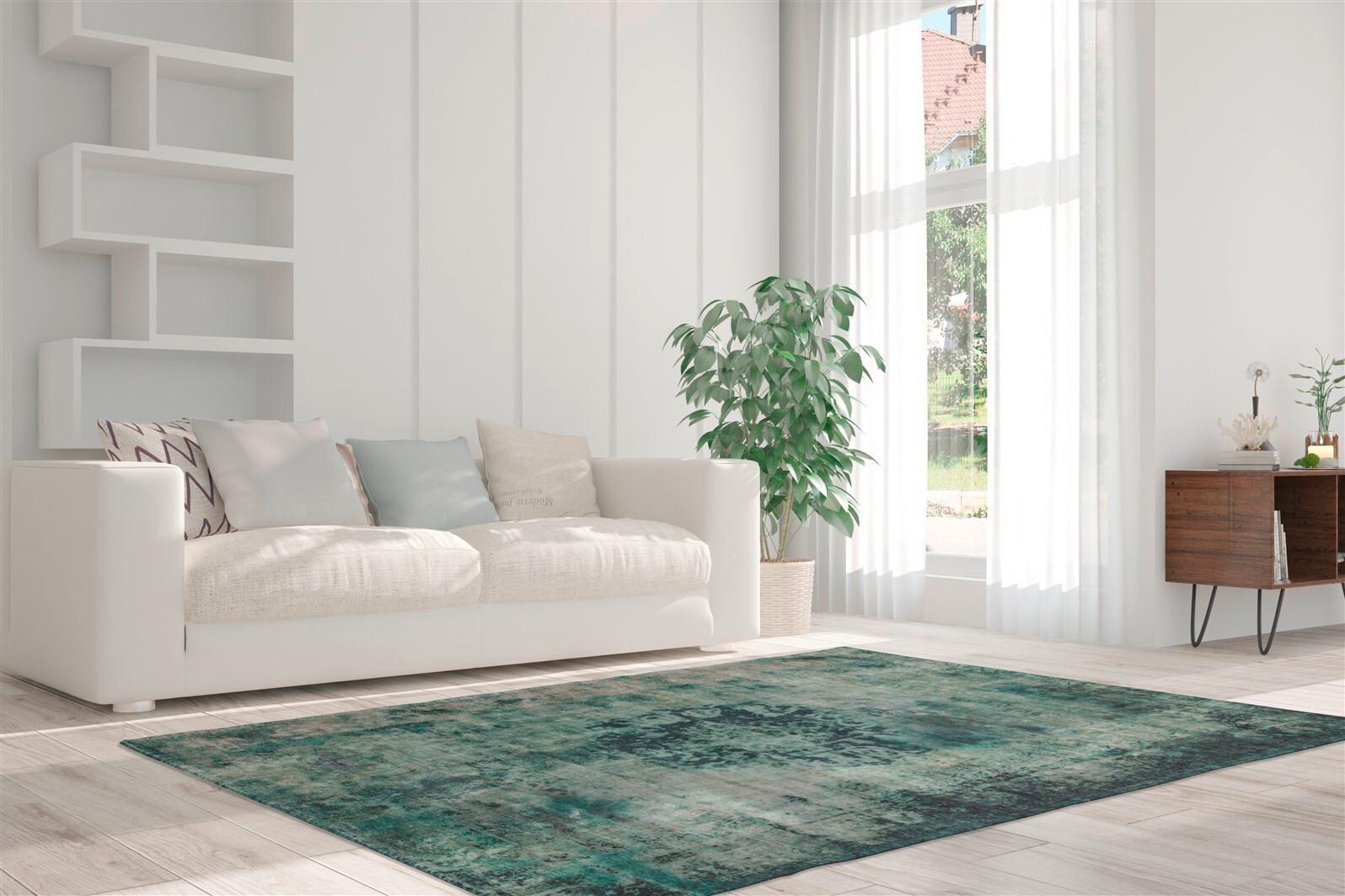 Flachwebteppich Vintage 8403 Grün, 140x200 cm - Grün, KONVENTIONELL, Textil (140/200cm)