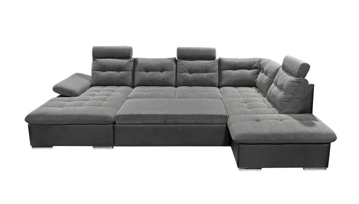 Sedacia súprava v tvare U JAKARTA, sivá / čierna - čierna/sivá, Design, textil/plast (170/324/218cm) - MID.YOU