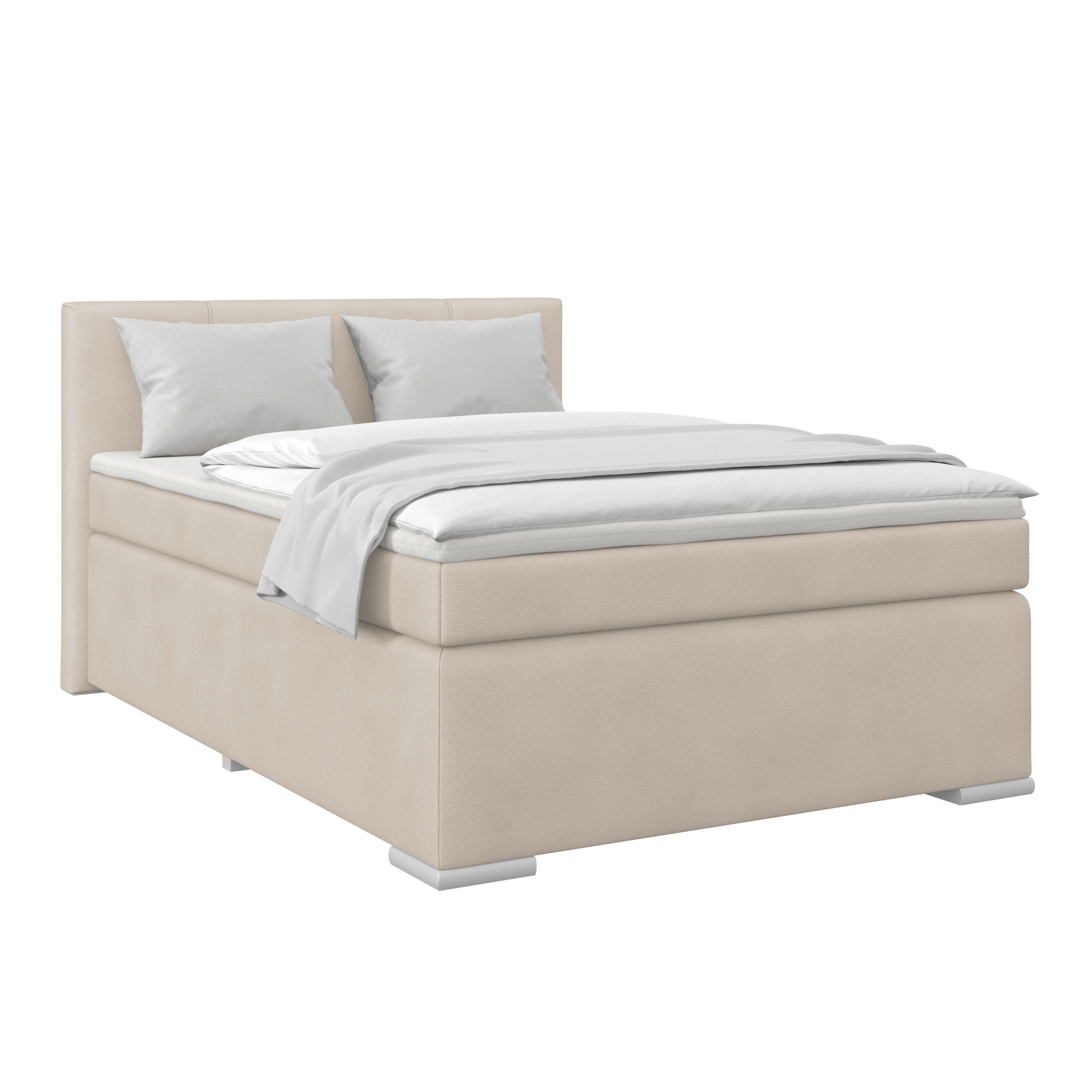 Boxspringbett mit Matratze 140x200 Boucle perlmutt