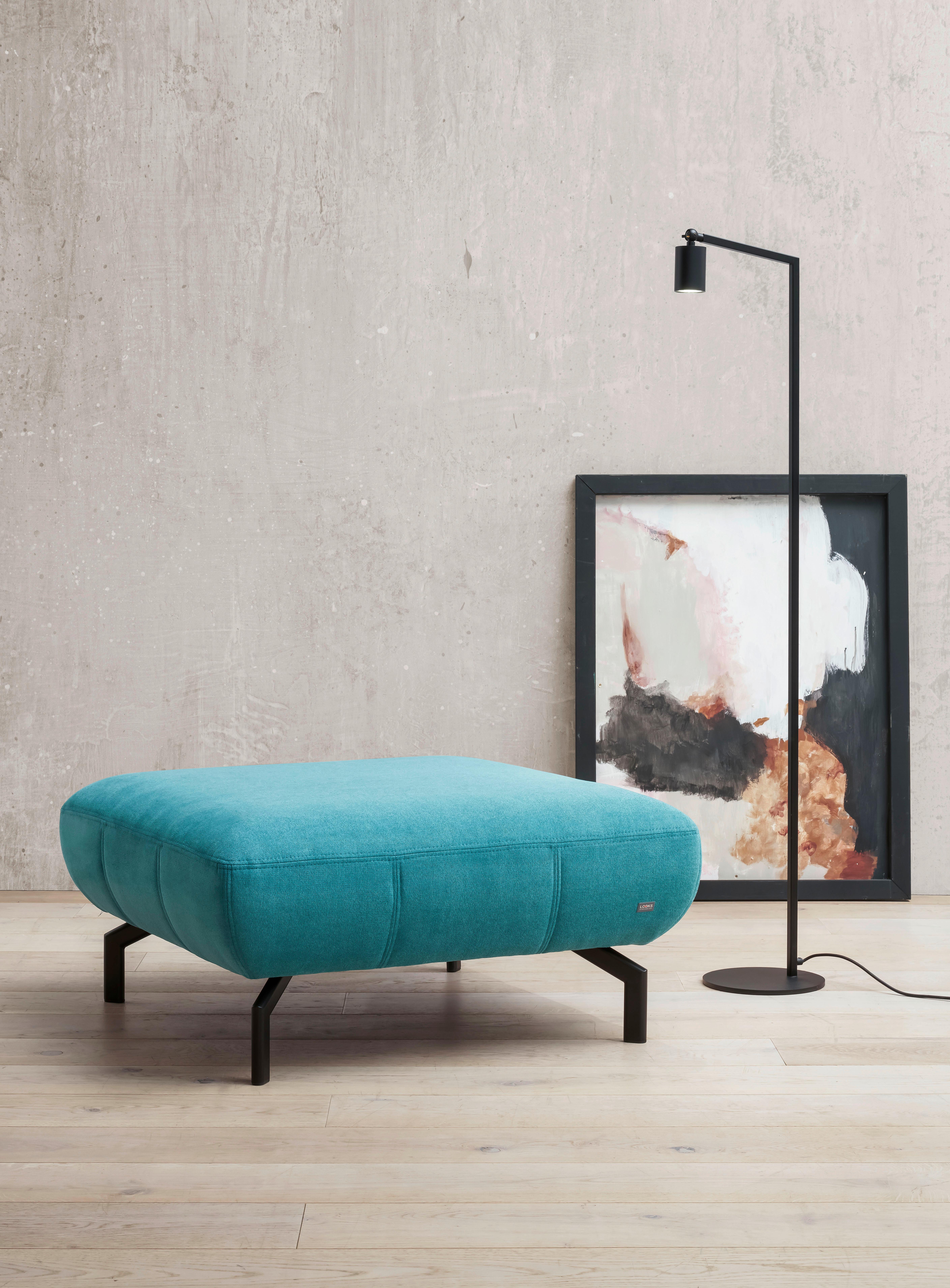 Hocker Looks Xiii - Türkis/Schwarz, Design, Textil (83/44/83cm) - LOOKS by W.Joop