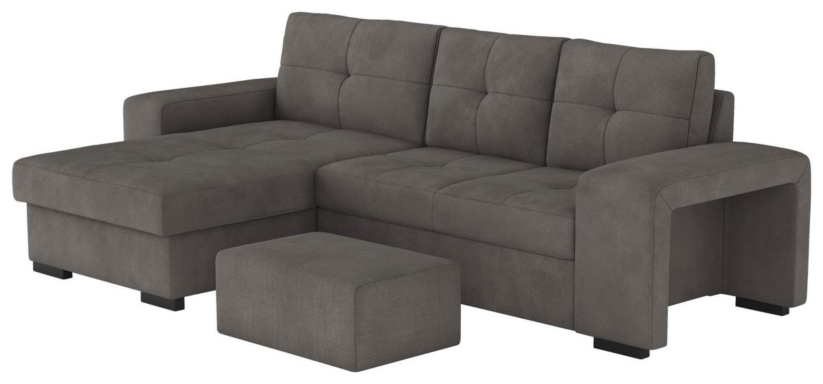 ECKSCHLAFSOFA Mattina D.Grau S: 156x268 cm - Dunkelgrau/Schwarz, MODERN, Textil (156/268cm) - MID.YOU