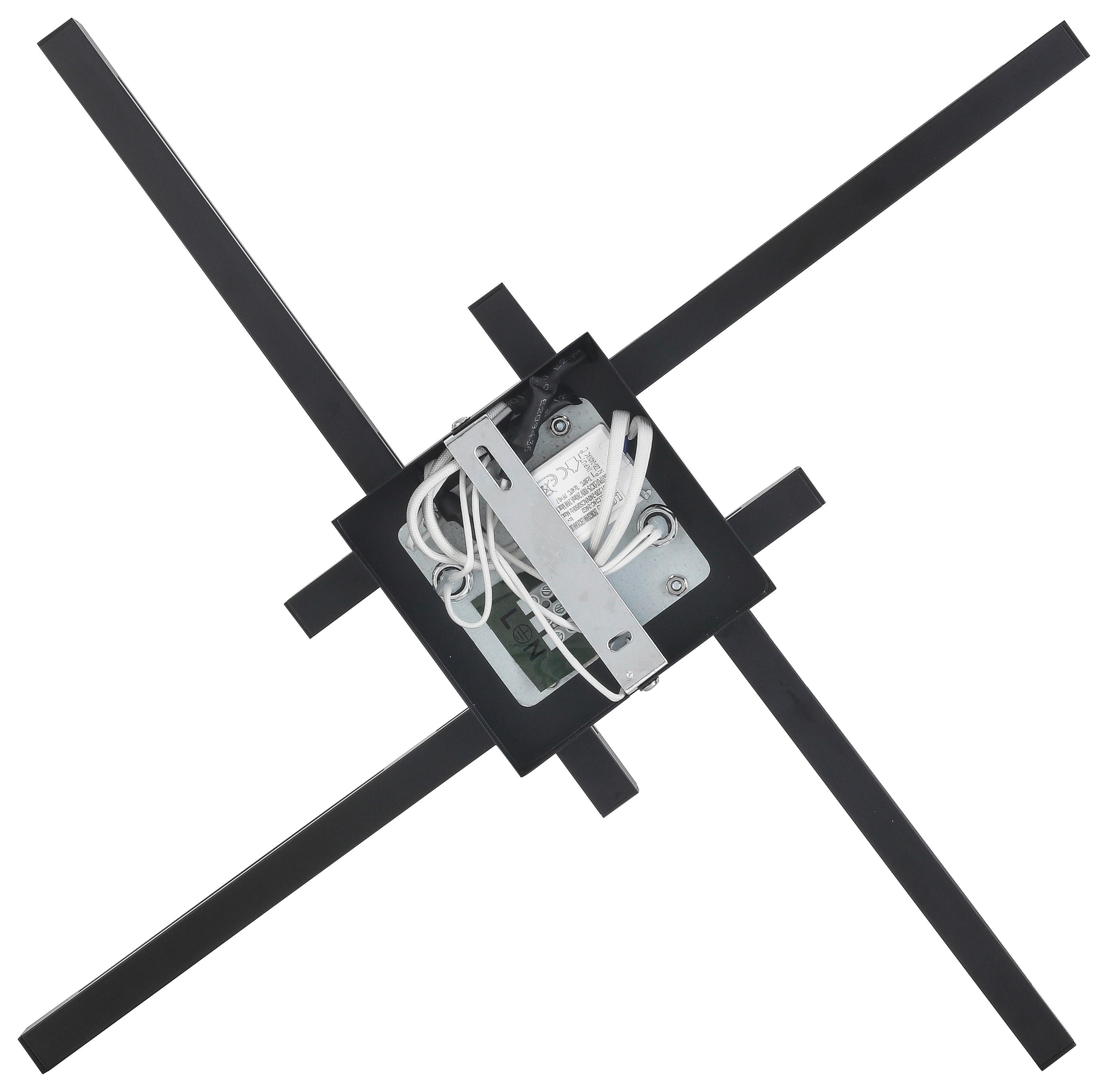 LED-Deckenleuchte Kris L: 55 cm - Schwarz, MODERN, Kunststoff/Metall (55/55/8,15cm) - Luca Bessoni