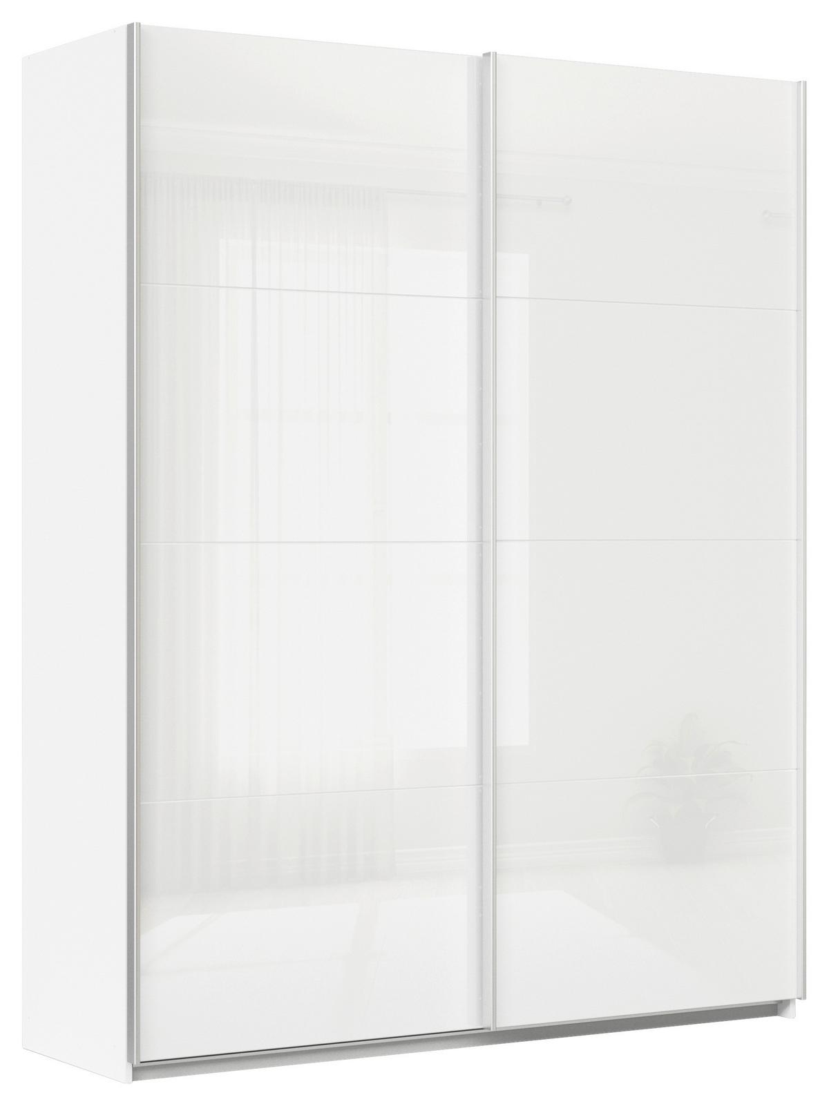 Tolóajtós Szekrény Feldkirch 181/229 Cm - magasfényű fehér/fehér, Modern, faalapú anyag/Üveg (181/229/62cm)