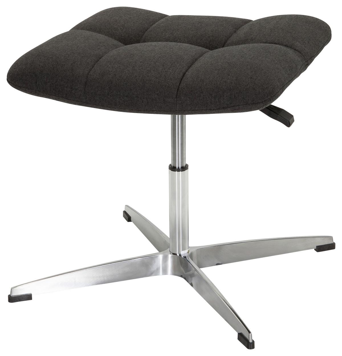 Bürohocker Saranto Schwarz - Silberfarben/Schwarz, MODERN, Textil/Metall (47/49/47cm) - MID.YOU