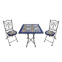 GARTENSET CAMILLA MEDITERRAN - Blau/Gelb, Basics, Keramik/Metall (60/60/75cm) - Ambia Garden
