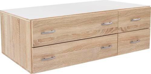 ZÁSUVKA BASE 3 - Sonoma dub/barvy hliníku, Konvenční, kompozitní dřevo/plast (120/33/52cm)