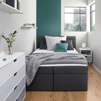 Boxspring postel ROSA, 140x200 cm, antracitová - antracitová/tmavosivá, Modern, drevo/kompozitné drevo (140/200cm) - Bessagi Home