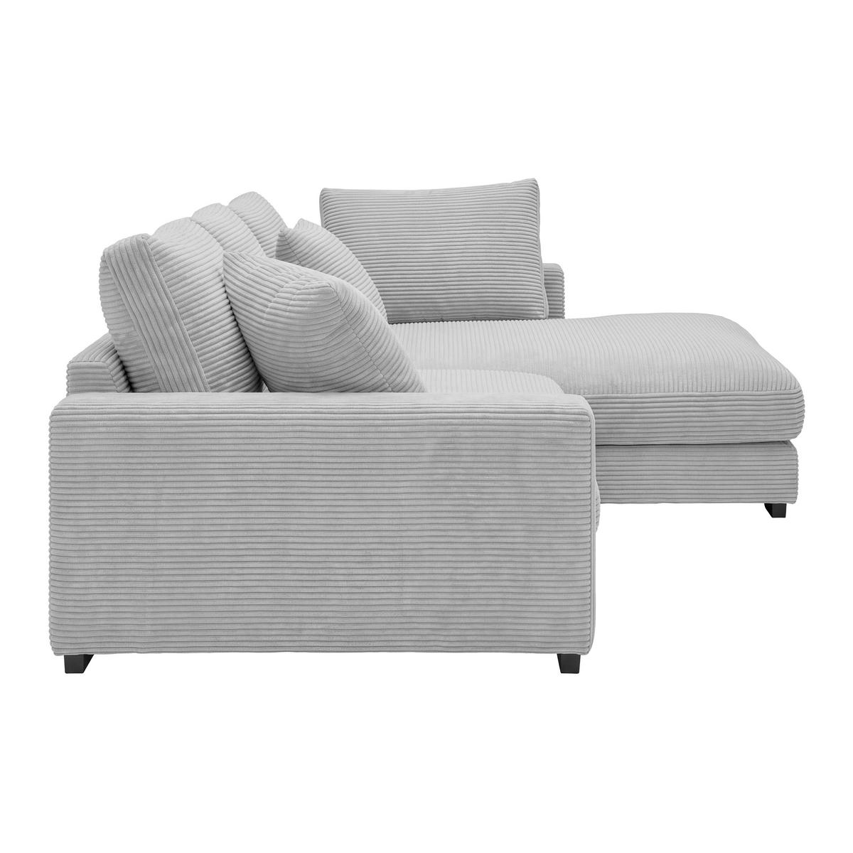 Rohová sedačka PEDRO, pravá, světle šedý manšestr - černá/světle šedá, Moderní, textil/plast (300/190cm) - Mömax