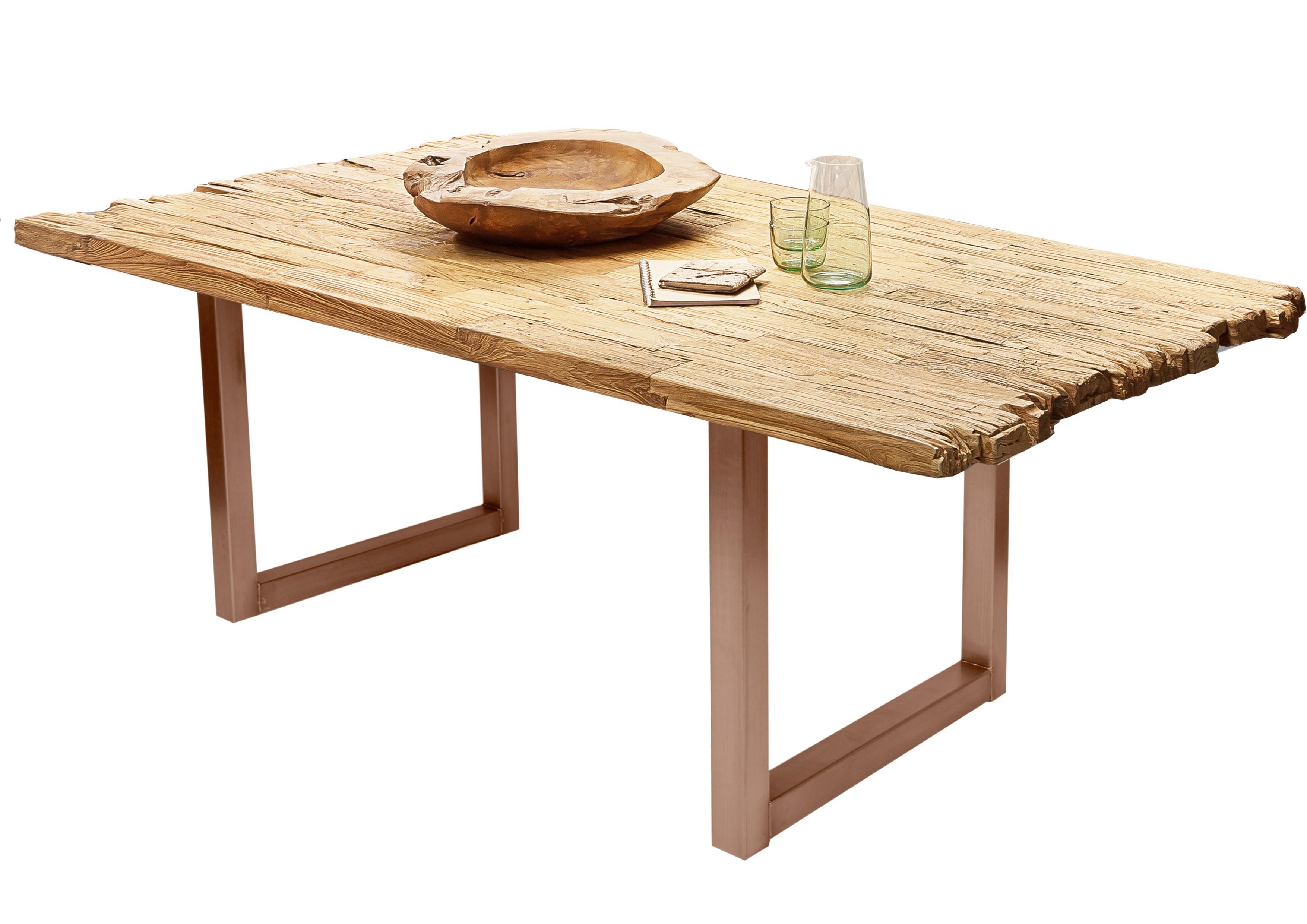 ESSTISCH Braun/Naturfarben L: 160cm - Braun/Naturfarben, MODERN, Holz/Metall (160/90/75,5cm) - MID.YOU
