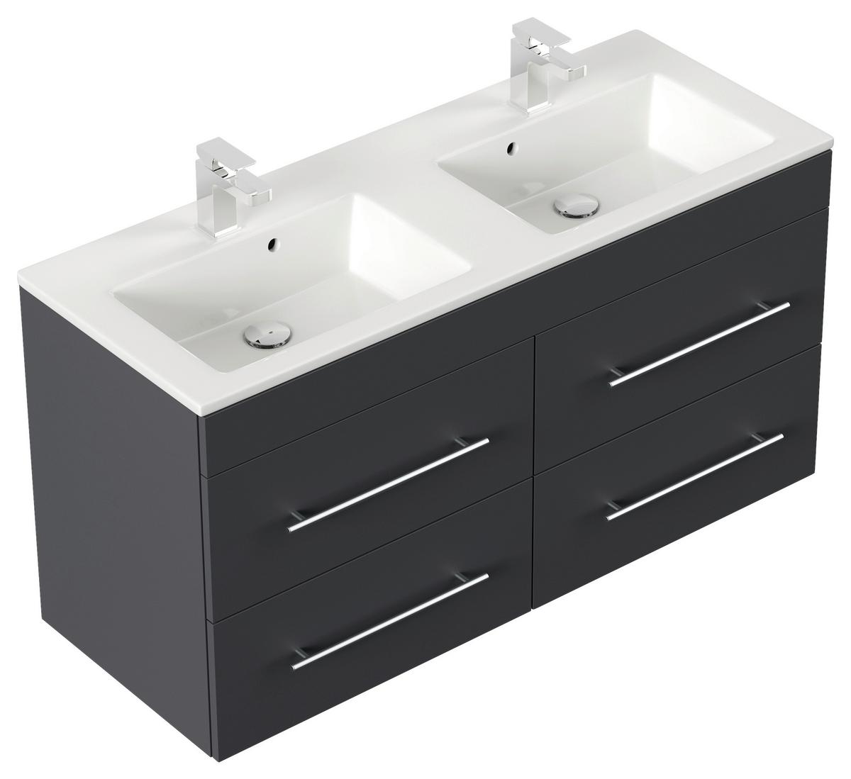 WASCHTISCHKOMBI Homeline, Graphitfarben B: 120cm - Graphitfarben/Weiß, Basics, Keramik/Holzwerkstoff (120cm) - MID.YOU