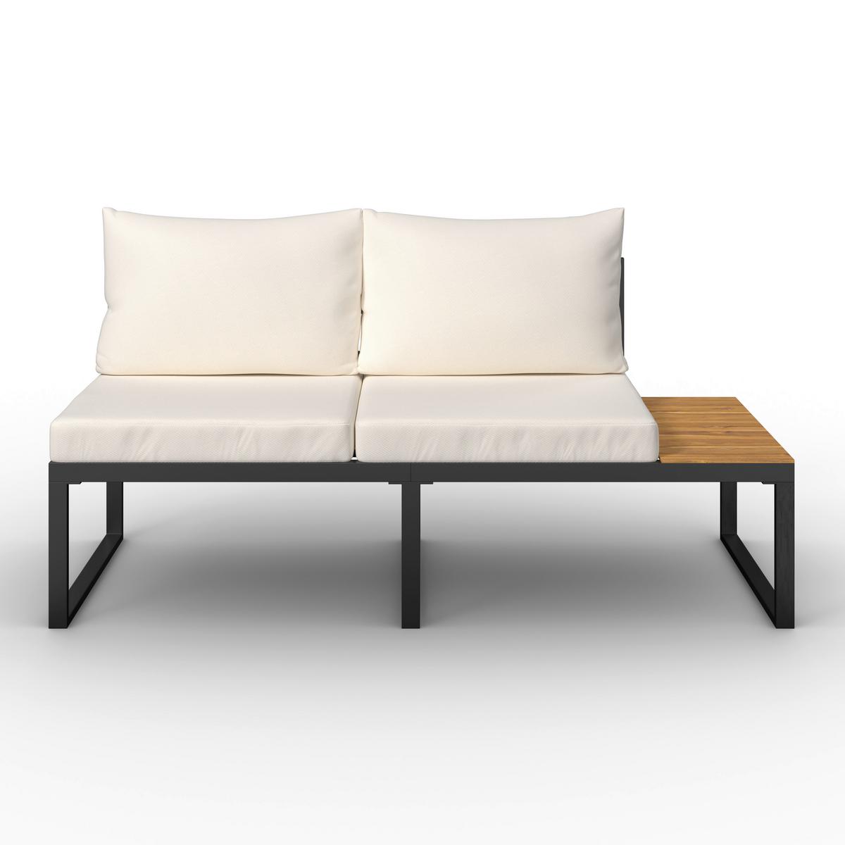 TERASOVÁ SEDACIA SÚPRAVA ADRIANO - čierna/farba akácie, Modern, kov/drevo - Bessagi Garden