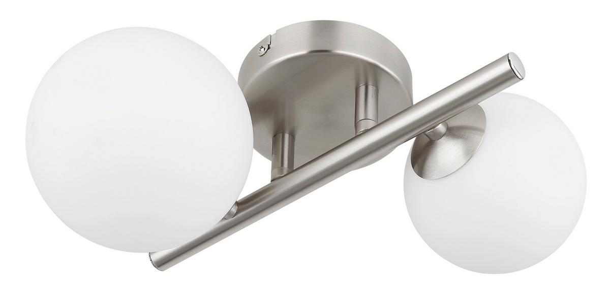 Led-wandleuchte 56140-2w - Opal/Nickelfarben, KONVENTIONELL, Glas/Metall (25/26/12,5cm) - Globo