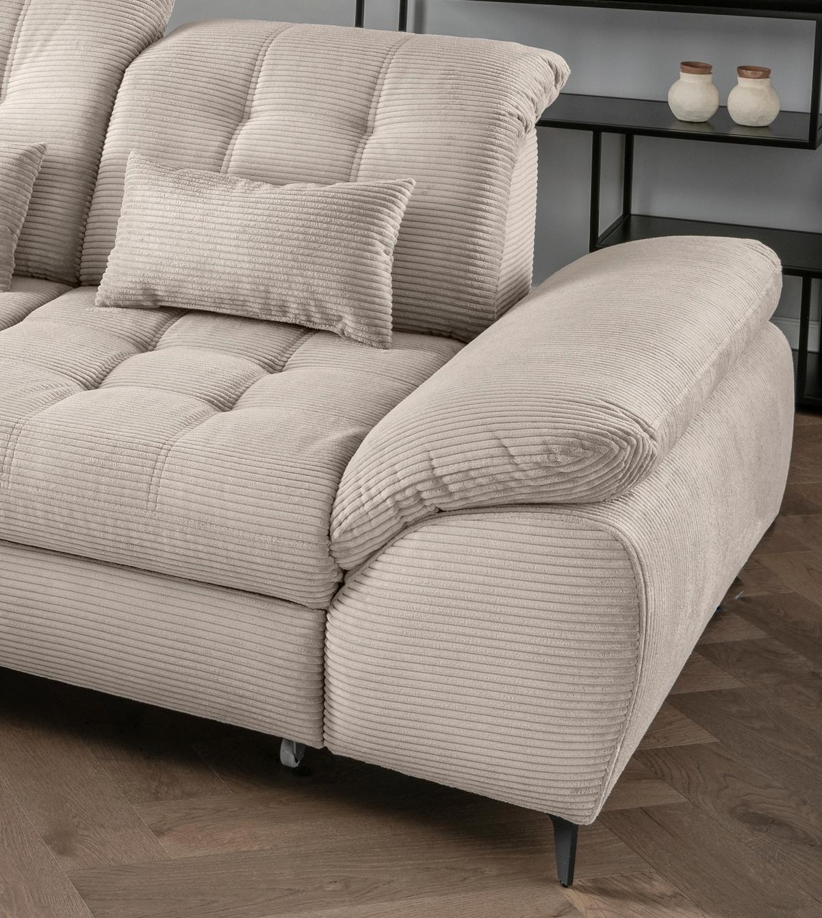 Eckschlafsofa Delphino, Beige S: 189x273 cm - Beige/Schwarz, MODERN, Textil (189/273cm) - Livetastic