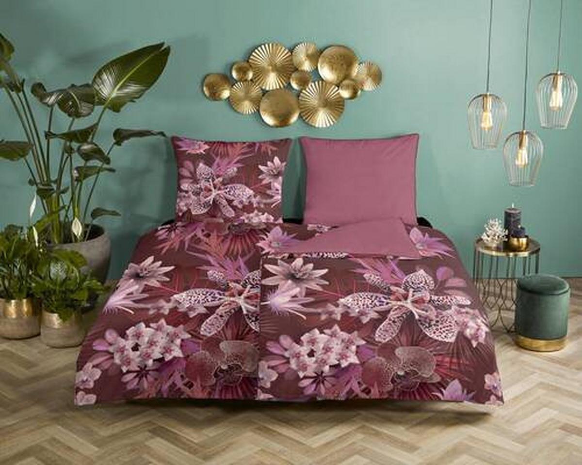 Wendebettwäsche Farze Rot Bordeaux 155x220 cm - Bordeaux/Rot, Design, Textil (155/220cm)