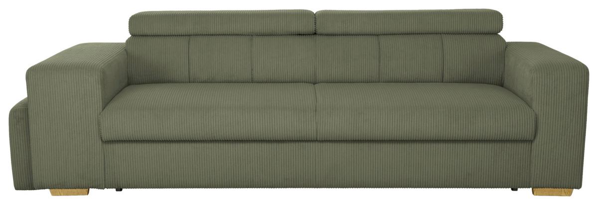 3-SitzerSofa m. Schlaffunktion Sirius S olivgrün, B: 251cm - Schwarz/Olivgrün, KONVENTIONELL, Holz/Holzwerkstoff (251/96/100cm)