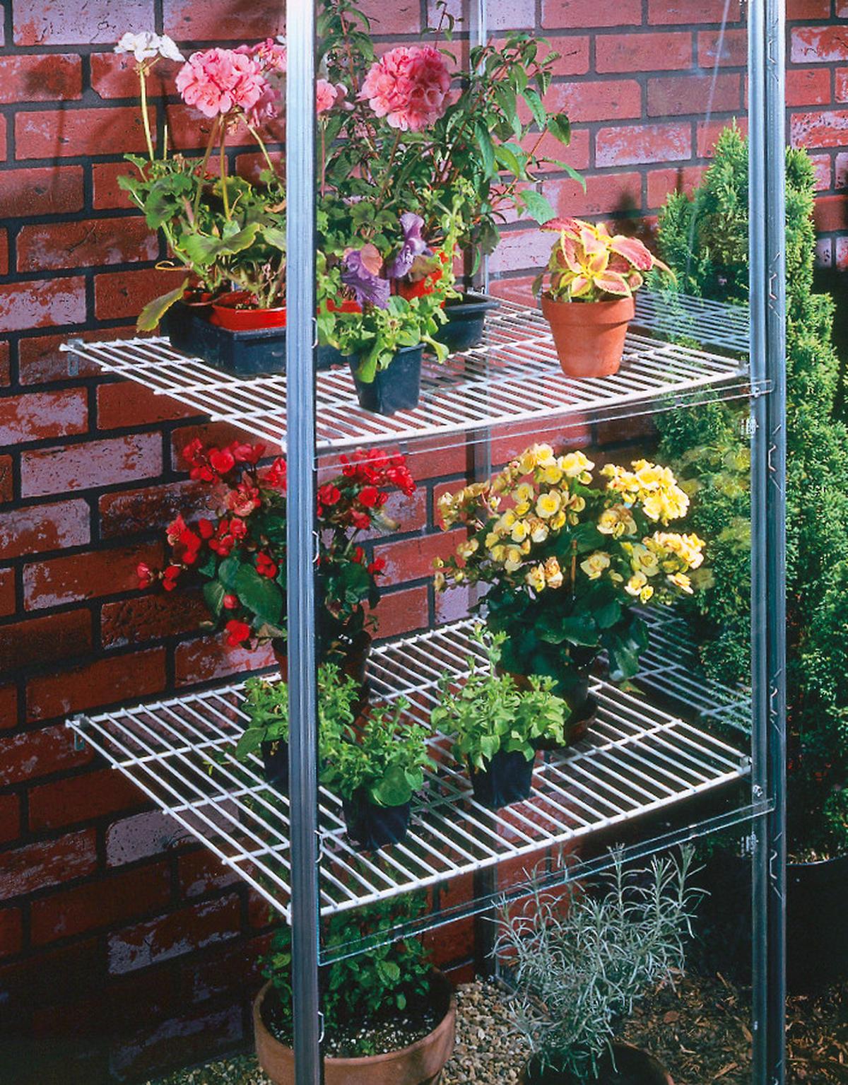 Gartenregalset für Anlehnhaus 900 und 1300 - Alufarben, Basics, Metall (61/63cm)