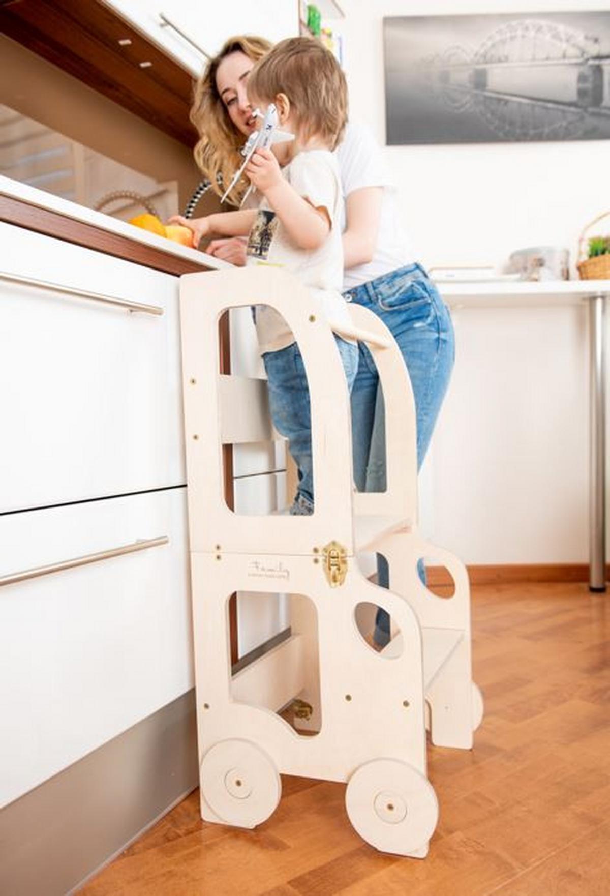 Kombihochstuhl Car Step Stool lackiert - Klar, Basics, Holz (38/90/40cm)