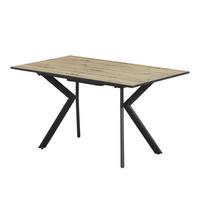 Ausziehtisch Marcel Giga 140AZ Melamin Eiche, B:140-180cm - Eichefarben/Schwarz, MODERN, Holzwerkstoff/Metall (140-180/76/80cm)