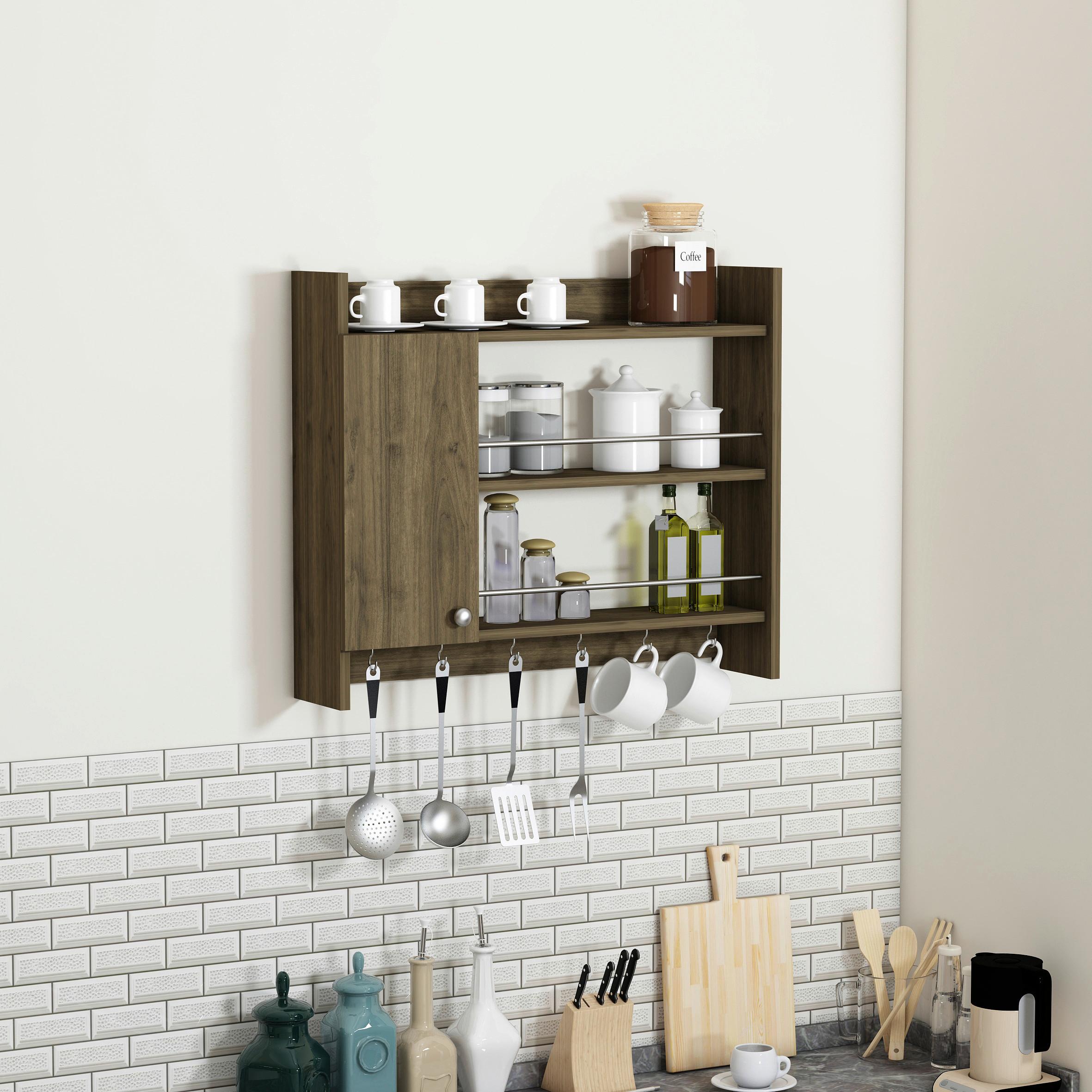 Gewürzregal Dionysos Wallnuss B: 85 cm - Design, Holzwerkstoff (85/72/19,6cm) - MID.YOU