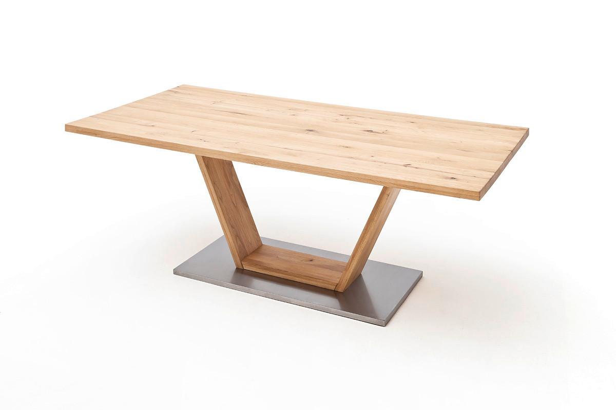 Esstisch Eiche Greta 180x90 Cm Eichefarben/edelstahlfarben - Edelstahlfarben/Eichefarben, Design, Holz/Holzwerkstoff (180/90/77cm) - Livetastic