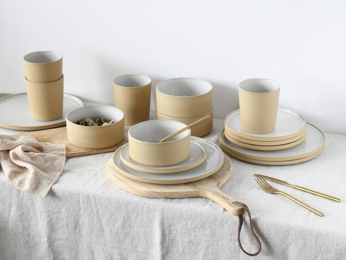 Speisetellerset Futuro Weiß, Beige L: 28,5 cm - Beige/Weiß, Basics, Keramik (26cm) - Creatable