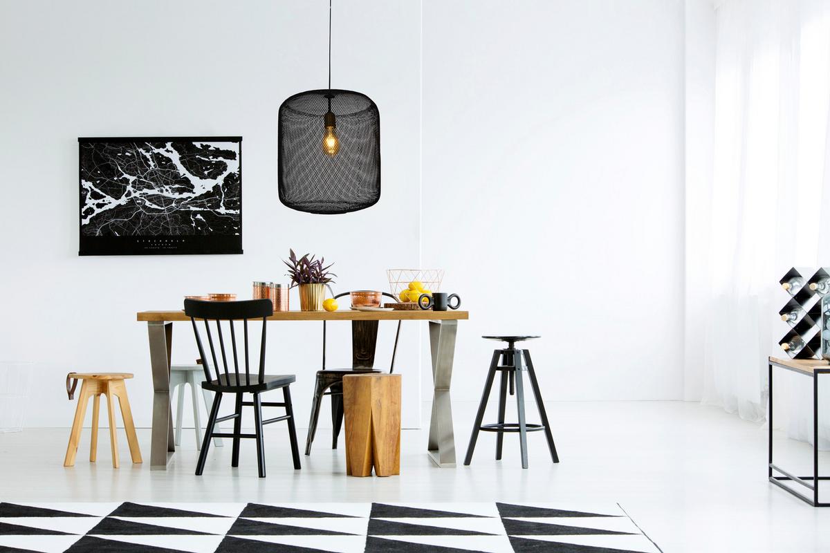 Hängeleuchte Jodhpur H: 175 cm 1-Flammig - Schwarz, Trend, Kunststoff/Metall (39/175cm) - Näve