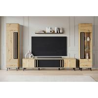 OBÝVACIA STENA HELSINKI 02 - čierna/dub artisan, Trend, kompozitné drevo/plast (260/159,5/33cm)