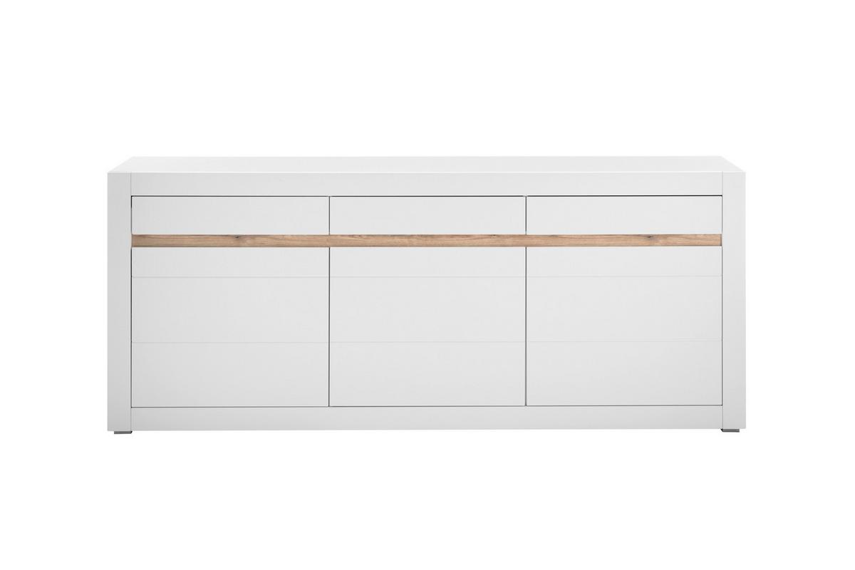 Sideboard Chester Weiß/Eichefarben B: 217cm - Eichefarben/Silberfarben, Design, Holzwerkstoff (217/90/42cm) - MID.YOU