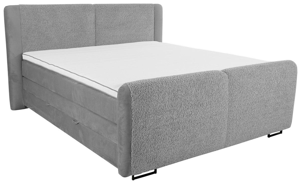 Boxspringbett Mit Topper 180x200 Rona - Schwarz/Grau, MODERN, Textil (180/200cm) - MID.YOU