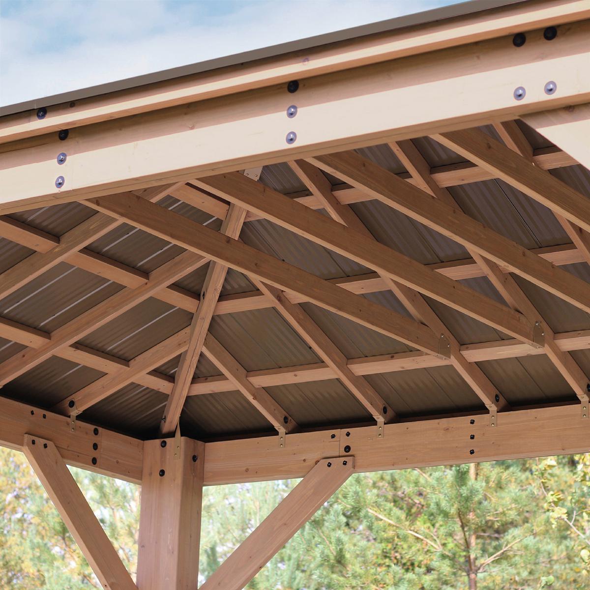 Pavillon Devon 490x315x371cm Wetterfest - Bronzefarben/Mokka, Basics, Holz/Metall (490/315/371cm)