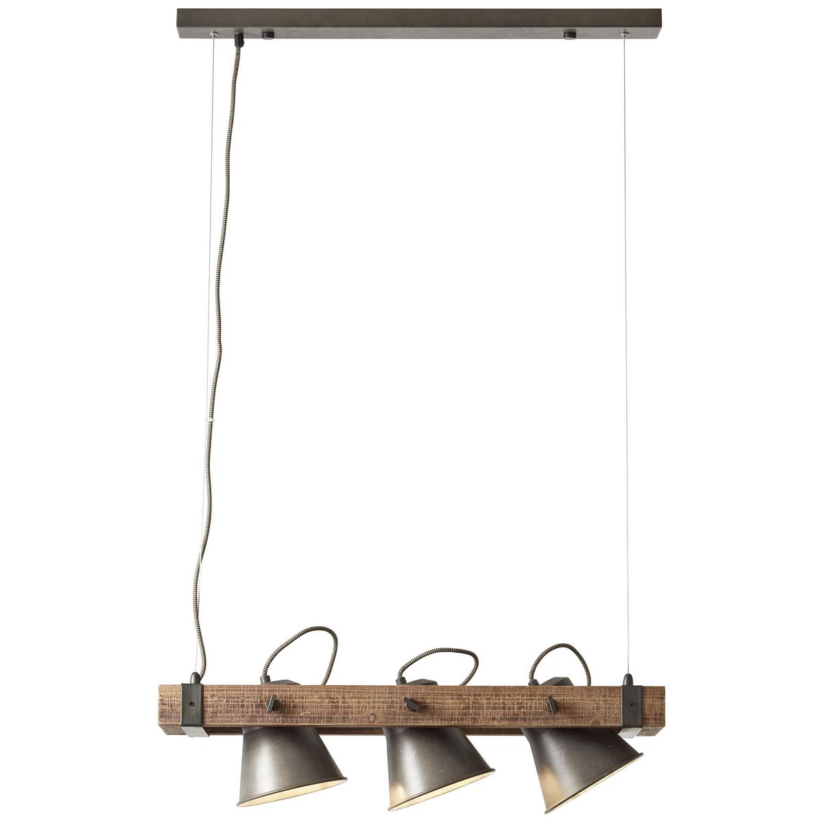 Hängeleuchte Plow H: 115 Cm 3-Flammig, Drehbar - Schwarz, Design, Holz/Metall (70/115cm) - Brilliant
