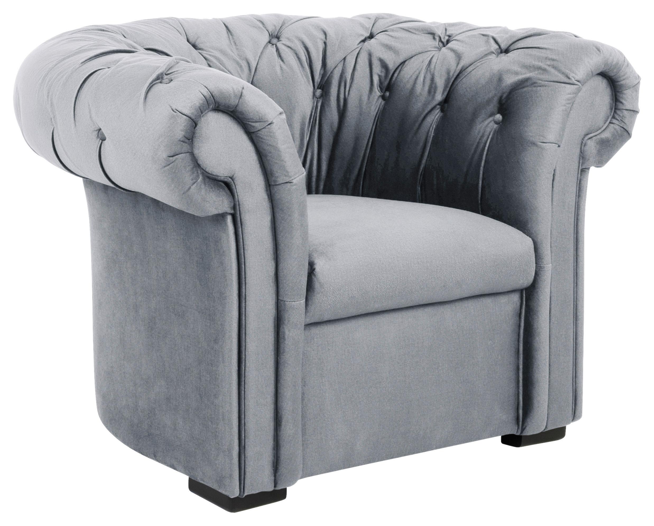 Chesterfield-Sessel Cupido - Schwarz/Grau, Design, Textil (114/78/91cm) - MID.YOU