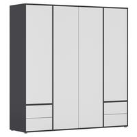 Drehtürenschrank Grau Weiß B: 187 Cm - Weiß/Grau, MODERN, Holzwerkstoff (187/194/53cm) - Rauch Möbel