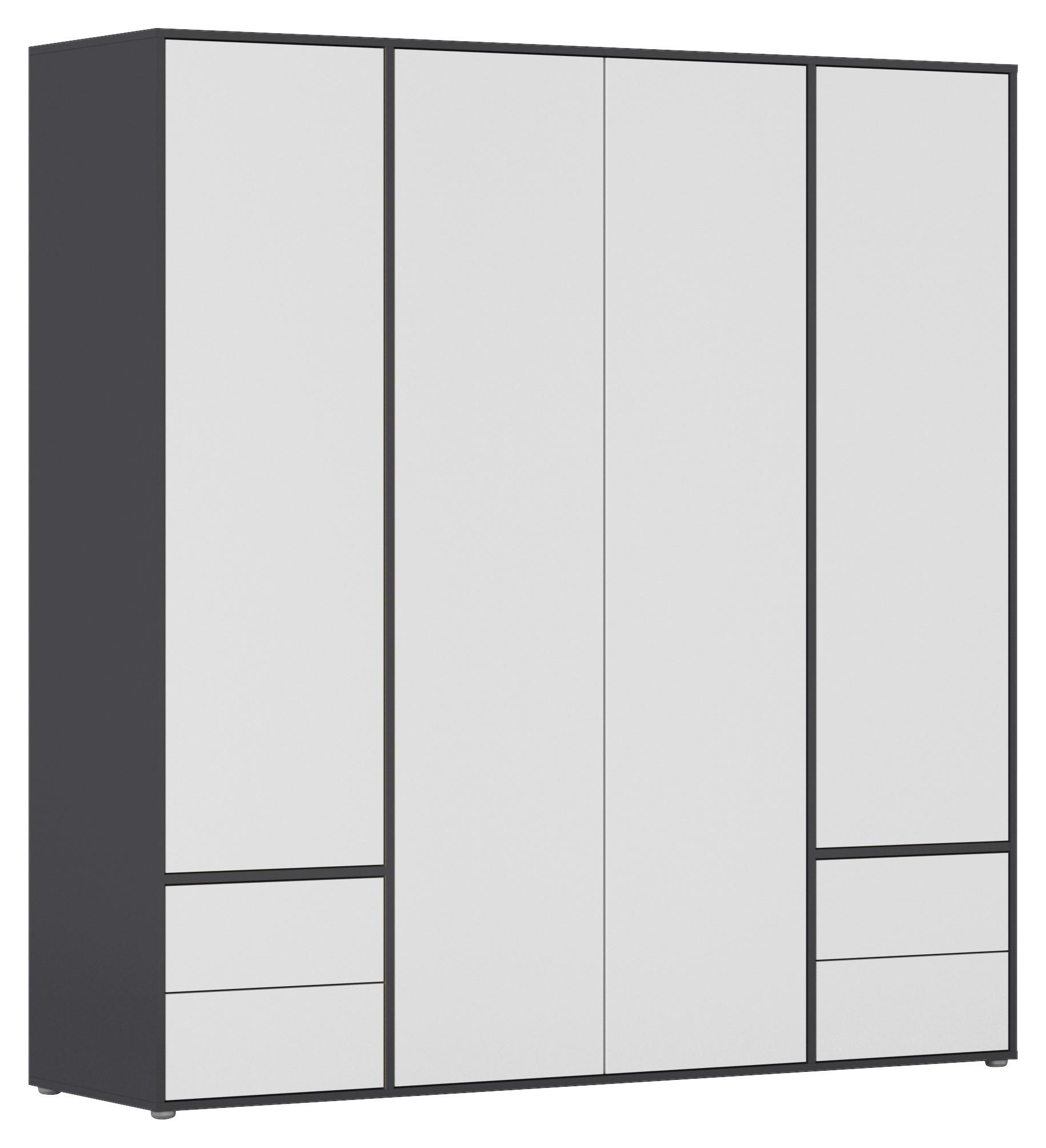 Drehtürenschrank Grau Weiß B: 187 cm