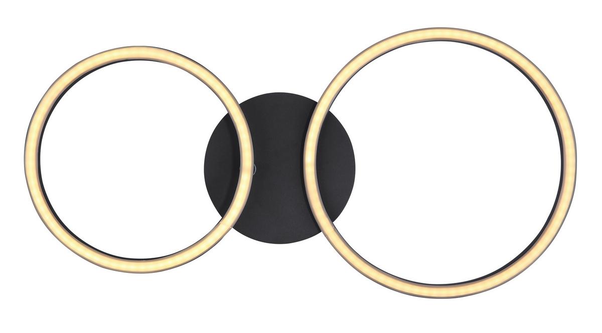 LED-Deckenleuchte Kendy L: 49 cm - Opal/Schwarz, Basics, Kunststoff/Metall (49/25/7,2cm) - Globo