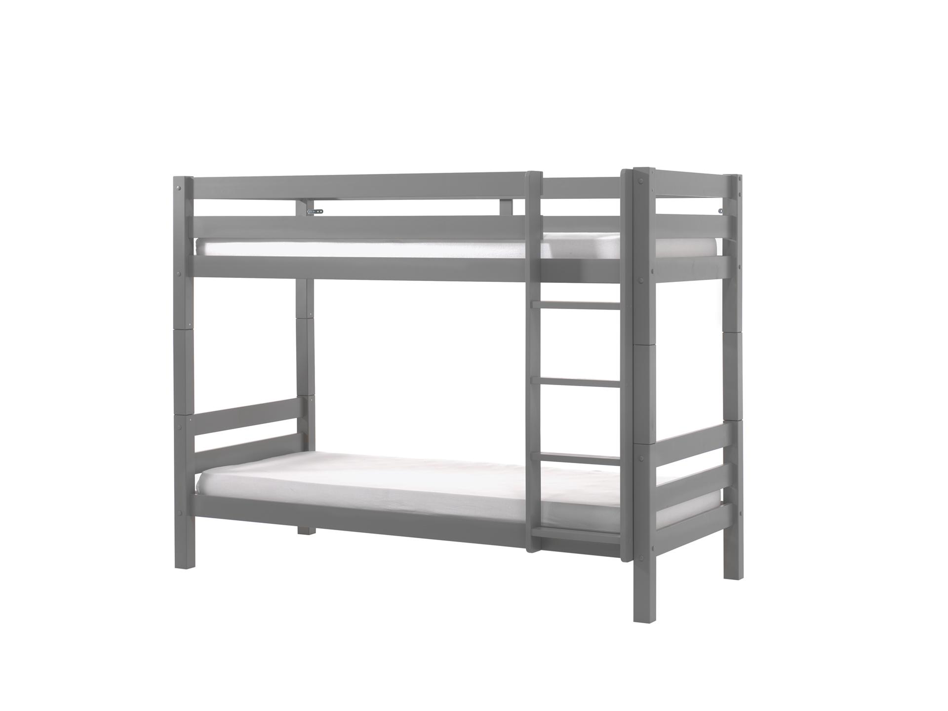 Etagenbett Pino Grau Kiefer Massiv mit Leiter - Grau/Kieferfarben, MODERN, Holz (90/200cm) - MID.YOU