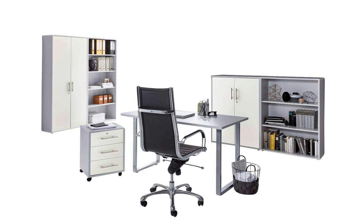 Büro Office Edition Grau/Weiß - Weiß/Grau, MODERN, Holzwerkstoff/Metall - MID.YOU