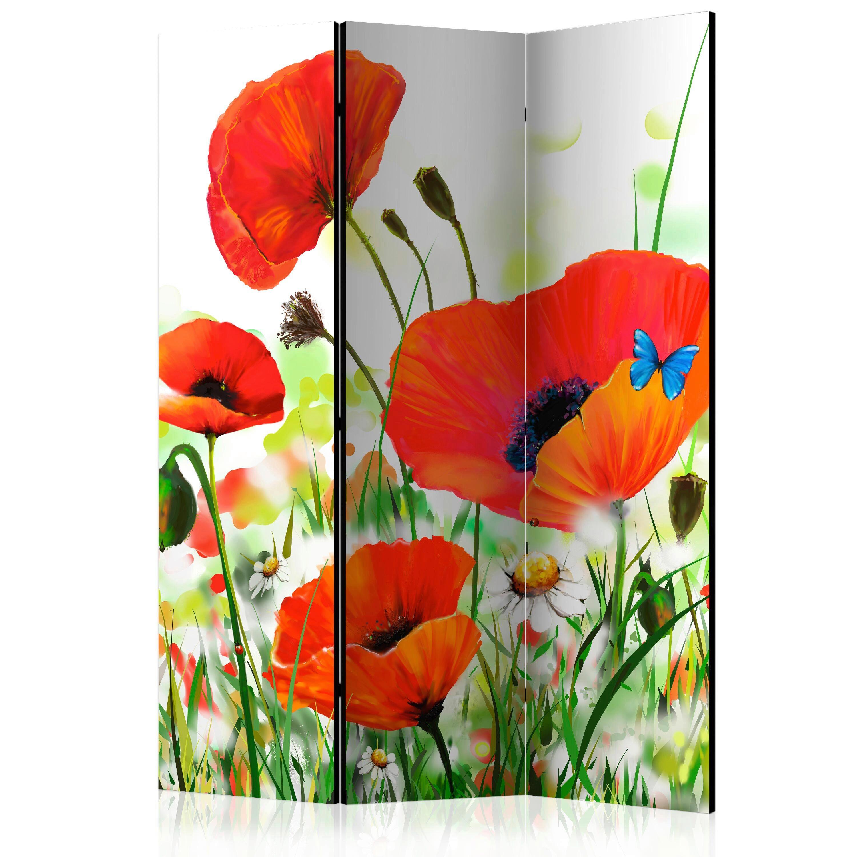 Paravent Grün Rot B: 135 Cm