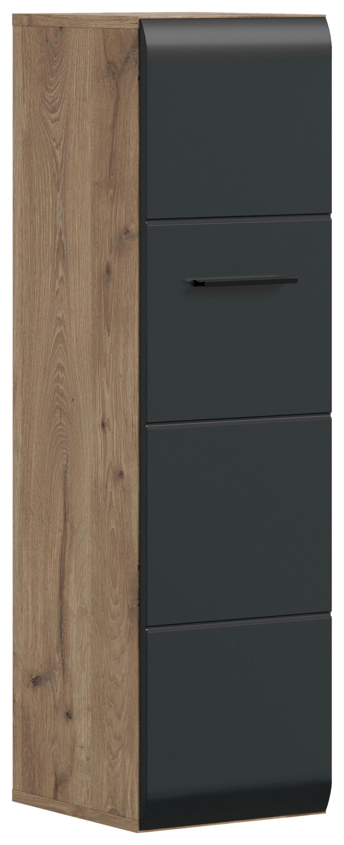 Midischrank Ice Schwarz/Eiche Dekor B: 30cm - Eiche dunkel/Schwarz, Basics, Holzwerkstoff (30/106/30cm) - MID.YOU