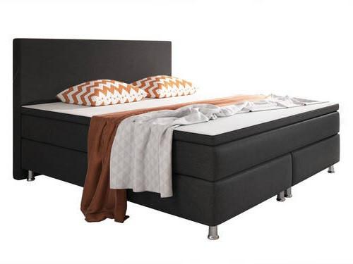 Boxspringbett mit Topper 180x200 cm Berlin - Silberfarben/Schwarz, KONVENTIONELL, Textil (180/200cm) - MID.YOU