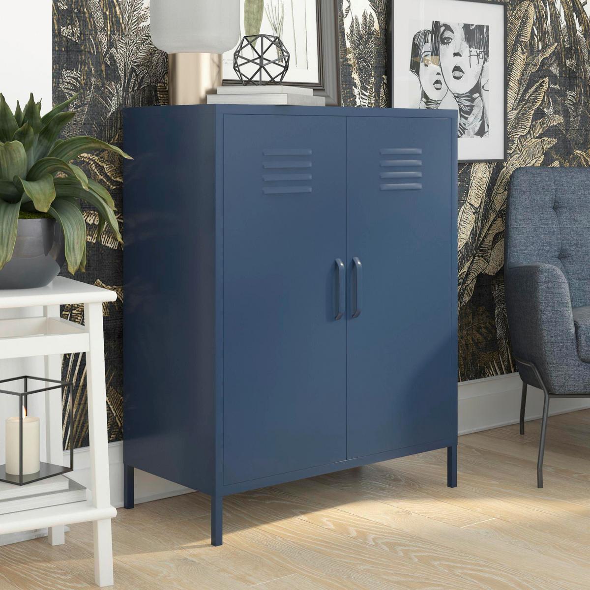 Highboard Bradford Blau B: 79cm - Blau, Design, Metall (79/100/39cm) - MID.YOU